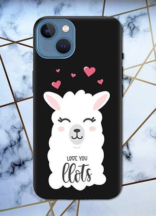 Матовий чохол з чорними боками на apple iphone 13 лама принт 94
