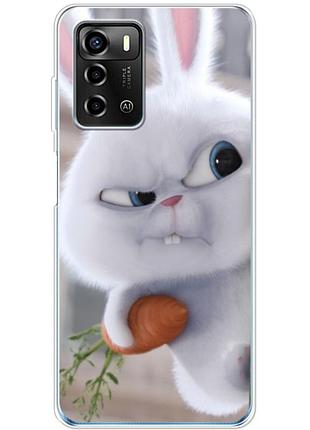 Чехол силиконовый с картинкой на zte blade a72 (кролик снежок)