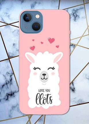 Матовый чехол с розовыми боками на apple iphone 13 :: лама (принт 94)