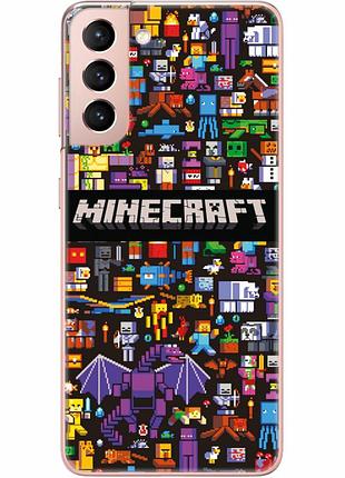 Чехол силиконовый с картинкой на samsung galaxy s21 (g991) (майнкрафт, minecraft)