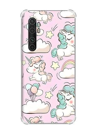 Чехол с утолщёнными углами для xiaomi mi note 10 lite :: единороги (принт 106)