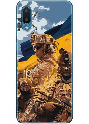 Чехол силиконовый с картинкой на samsung galaxy a02 (a022) (патриотический, воины всу)