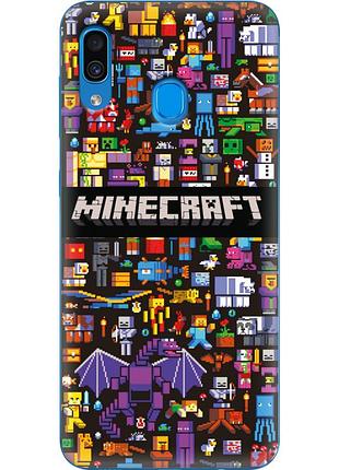 Чехол силиконовый с картинкой на samsung galaxy a20 (a205) (майнкрафт, minecraft)