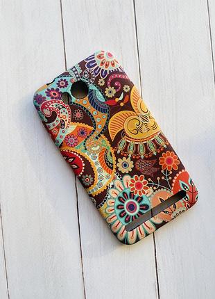 Силиконовый матовый чехол с рисунком для huawei y3-ii цветочный узор. коричневый