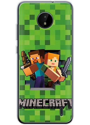Чехол силиконовый с картинкой на nokia c20 (майнкрафт, minecraft)