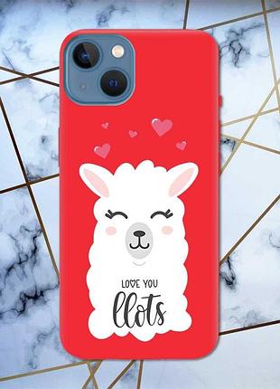 Матовый чехол с красными боками на apple iphone 13 :: лама (принт 94)