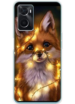 Чехол силиконовый с картинкой на oppo a76 (новогодний, лисичка)
