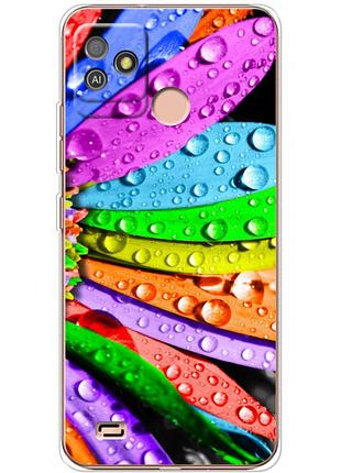 Чехол силиконовый с картинкой на tecno pop 5 go (цветные листья)