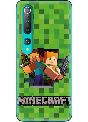 Чехол силиконовый с картинкой на xiaomi mi 10 (майнкрафт, minecraft)
