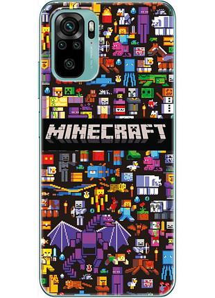 Чехол силиконовый с картинкой на xiaomi redmi note 10 (майнкрафт, minecraft)