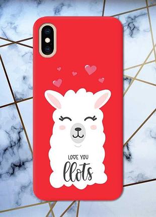Матовий чохол з червоними боками на iphone xs max :: лама принт 94