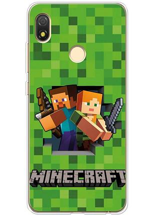 Чехол силиконовый с картинкой на tecno pop 3 (майнкрафт, minecraft)