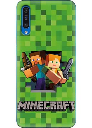 Чохол силіконовий з картинкою на samsung galaxy a50 (a505) (майнкрафт, minecraft)