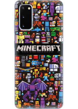 Чехол силиконовый с картинкой на samsung galaxy s20 (g980) (майнкрафт, minecraft)