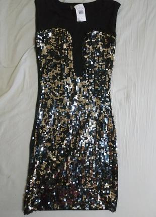 Нарядное блестящее платье черное в пайетках