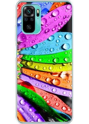Чехол силиконовый с картинкой на xiaomi poco m5s (цветные листья)