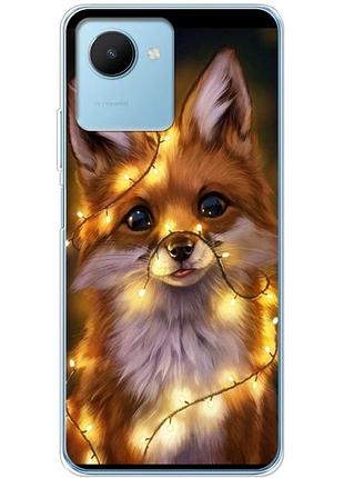 Чехол силиконовый с картинкой на realme c30s (новогодний, лисичка)