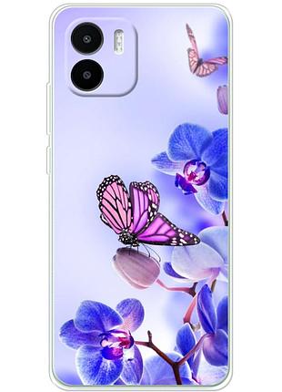 Чохол силіконовий з картинкою на xiaomi redmi a1 (квітка, метелик на орхідеї)