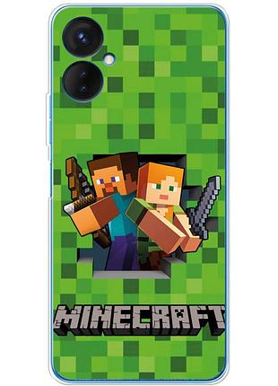 Чехол силиконовый с картинкой на tecno spark 9 pro (майнкрафт, minecraft)