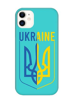 Матовый чехол с бирюзовыми боками на apple iphone 11 (6.1) :: тризуб (принт 254)