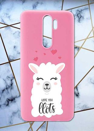 Матовый чехол с розовыми боками на xiaomi redmi note 8 pro :: лама (принт 94)