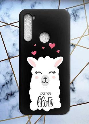 Матовый чехол с черными боками на xiaomi redmi note 8 :: лама (принт 94)