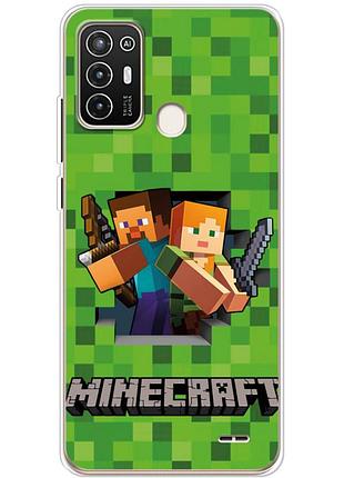 Чехол силиконовый с картинкой на zte blade a52 (майнкрафт, minecraft)