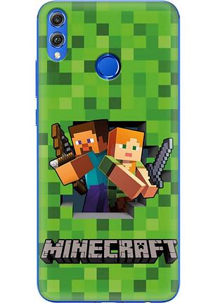 Чехол силиконовый с картинкой на huawei honor 8x (майнкрафт, minecraft)