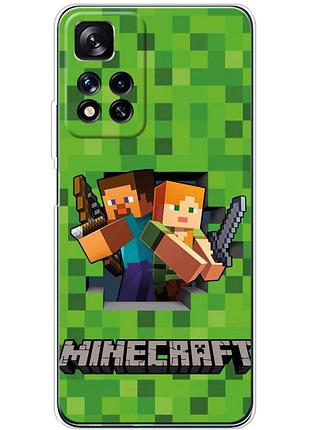 Чохол силіконовий з картинкою на xiaomi redmi note 11 pro plus 5g (майнкрафт, minecraft)