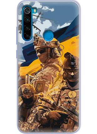 Чехол силиконовый с картинкой на xiaomi redmi note 8 (патриотический, воины всу)