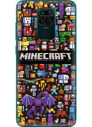 Чехол силиконовый с картинкой на xiaomi redmi note 9 (майнкрафт, minecraft)