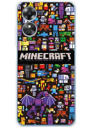 Чехол силиконовый с картинкой на oppo a17 (майнкрафт, minecraft)