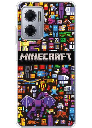 Чехол силиконовый с картинкой на xiaomi redmi note 11e (майнкрафт, minecraft)