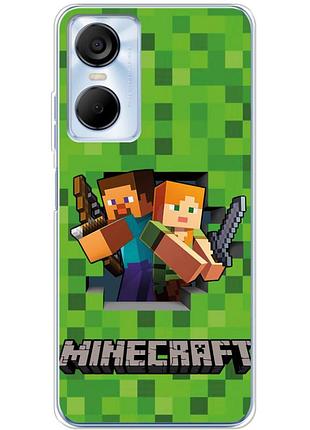 Чехол силиконовый с картинкой на tecno pop 6 pro (майнкрафт, minecraft)