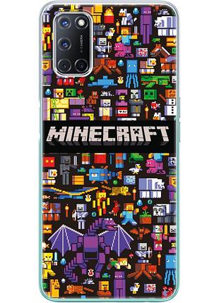 Чехол силиконовый с картинкой на oppo a52 (майнкрафт, minecraft)