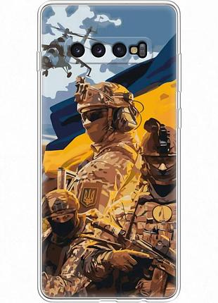 Чехол силиконовый с картинкой на samsung galaxy s10 plus (g975) (патриотический, воины всу)