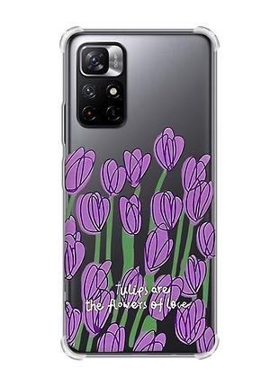Чехол с утолщёнными углами для xiaomi redmi note 11 5g :: тюльпаны (принт 265)