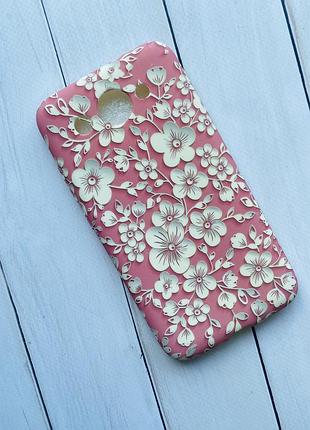 Силиконовый матовый чехол с рисунком для huawei y3 2017 цветы на розовом