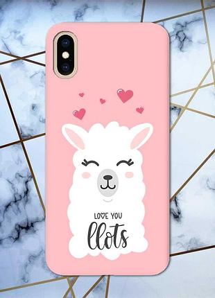 Матовий чохол з рожевими боками на iphone xs max лама принт 94