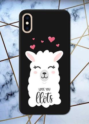 Матовий чохол з чорними боками на iphone xs max лама принт 94
