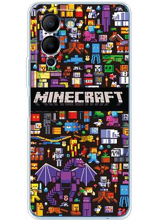 Чехол силиконовый с картинкой на infinix note 12 (g96) (майнкрафт, minecraft)