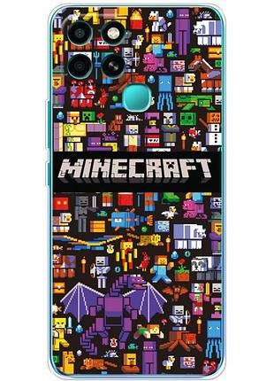 Чехол силиконовый с картинкой на infinix smart 6 (майнкрафт, minecraft)