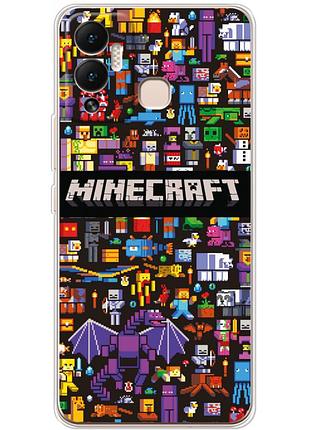 Чехол силиконовый с картинкой на infinix hot 12 play (майнкрафт, minecraft)