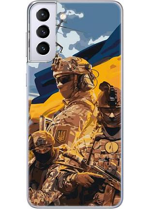 Чехол силиконовый с картинкой на samsung galaxy s21 plus (g996) (патриотический, воины всу)