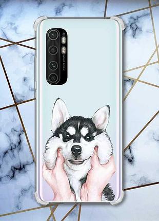 Чехол с утолщёнными углами для xiaomi mi note 10 lite мордочка (принт 121)