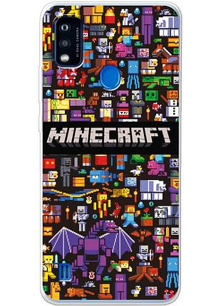 Чехол силиконовый с картинкой на zte blade a51 (майнкрафт, minecraft)