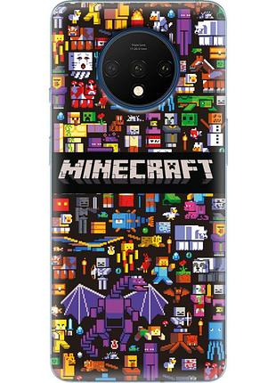 Чехол силиконовый с картинкой на oneplus 7t (майнкрафт, minecraft)