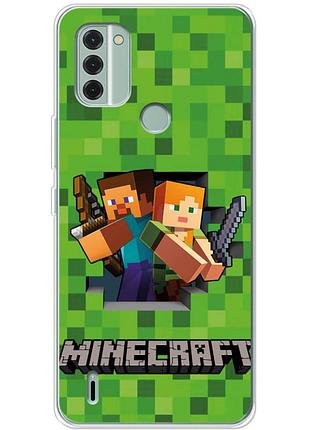 Чехол силиконовый с картинкой на nokia c31 (майнкрафт, minecraft)