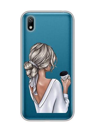 Прозорий чохол для huawei y5 2019 / honor 8s :: дівчина з латте (принт 227)