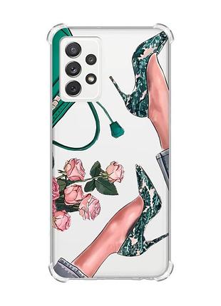 Чохол з потовщеними кутами на samsung galaxy a72 туфельки і квіти (принт 225)